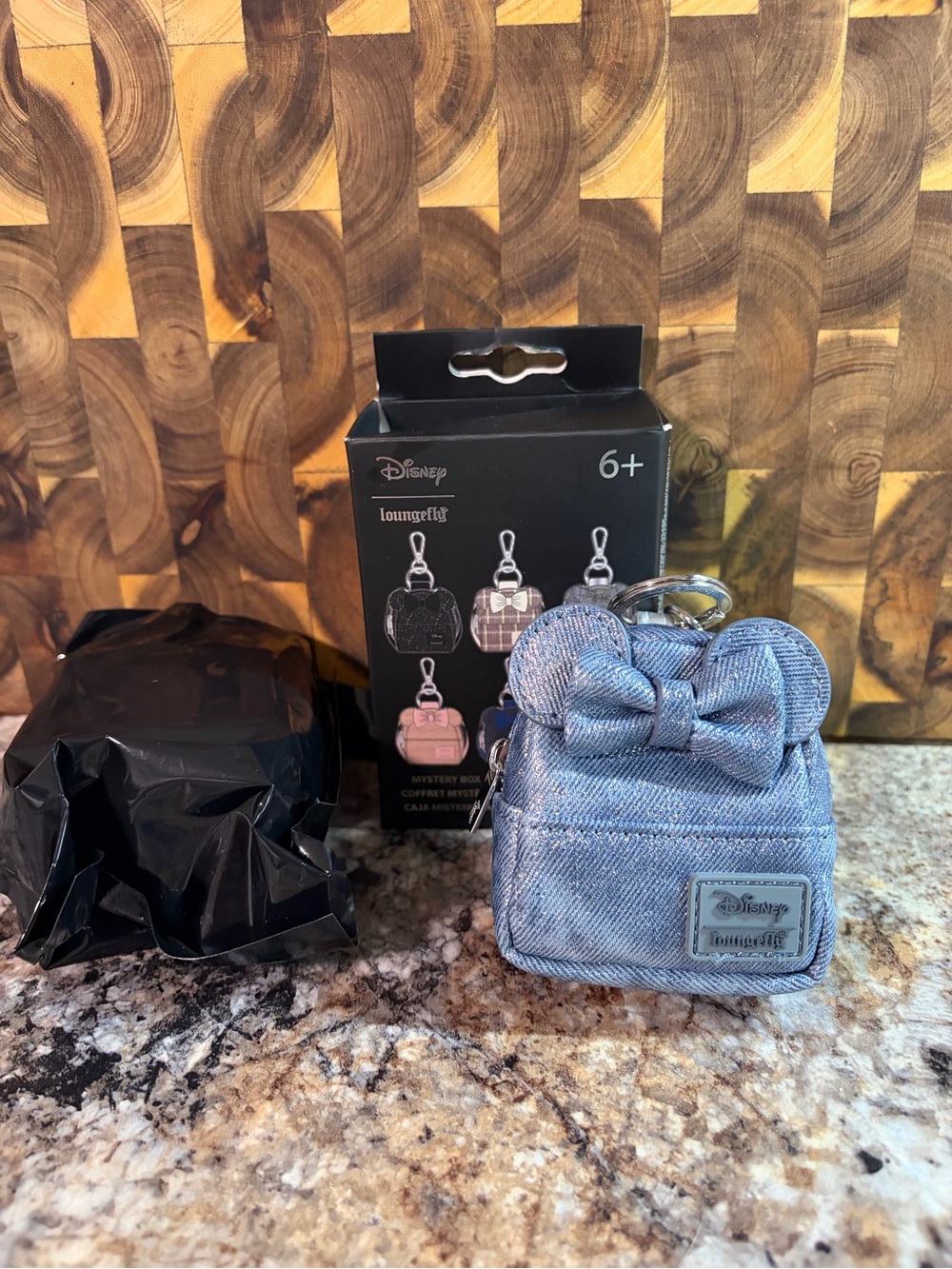 Loungefly Kids Denim Bow Mini Backpack Keychain - Light Blue